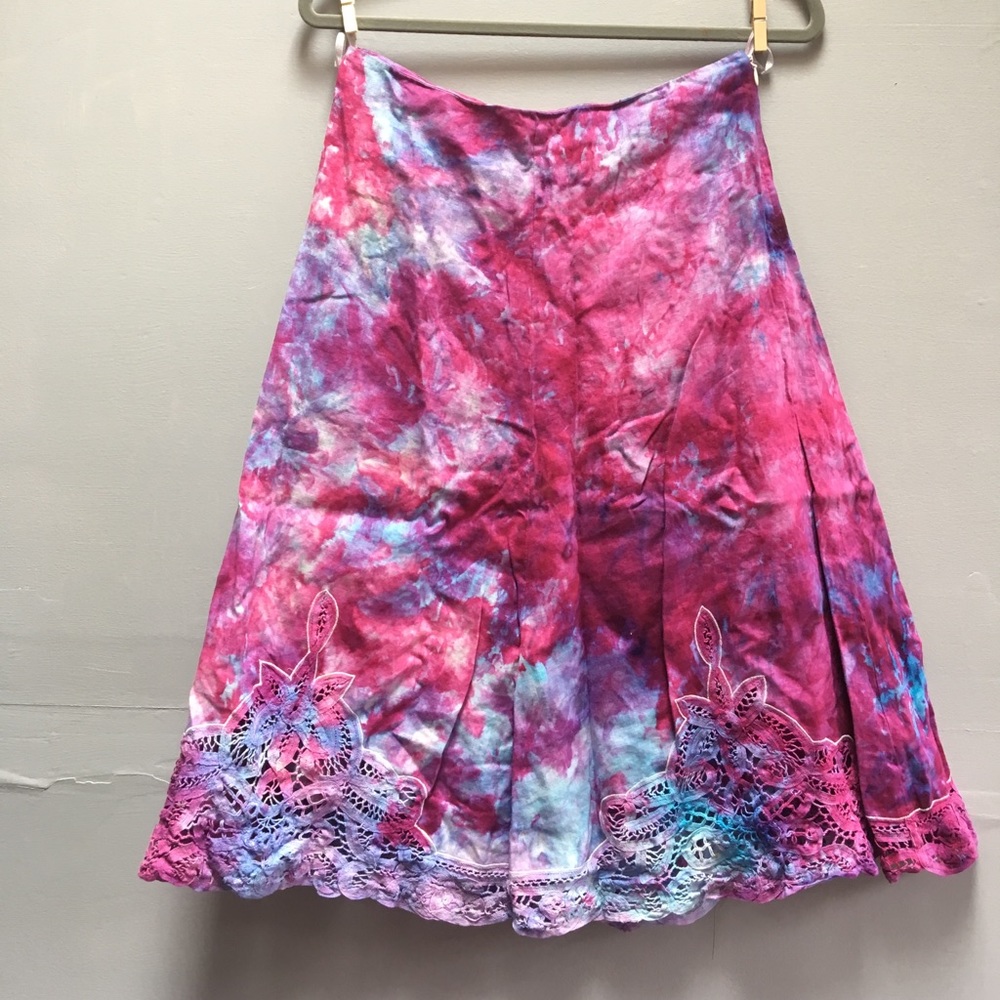 Banana Republic 2 linen lace skirt ice dye tie dye